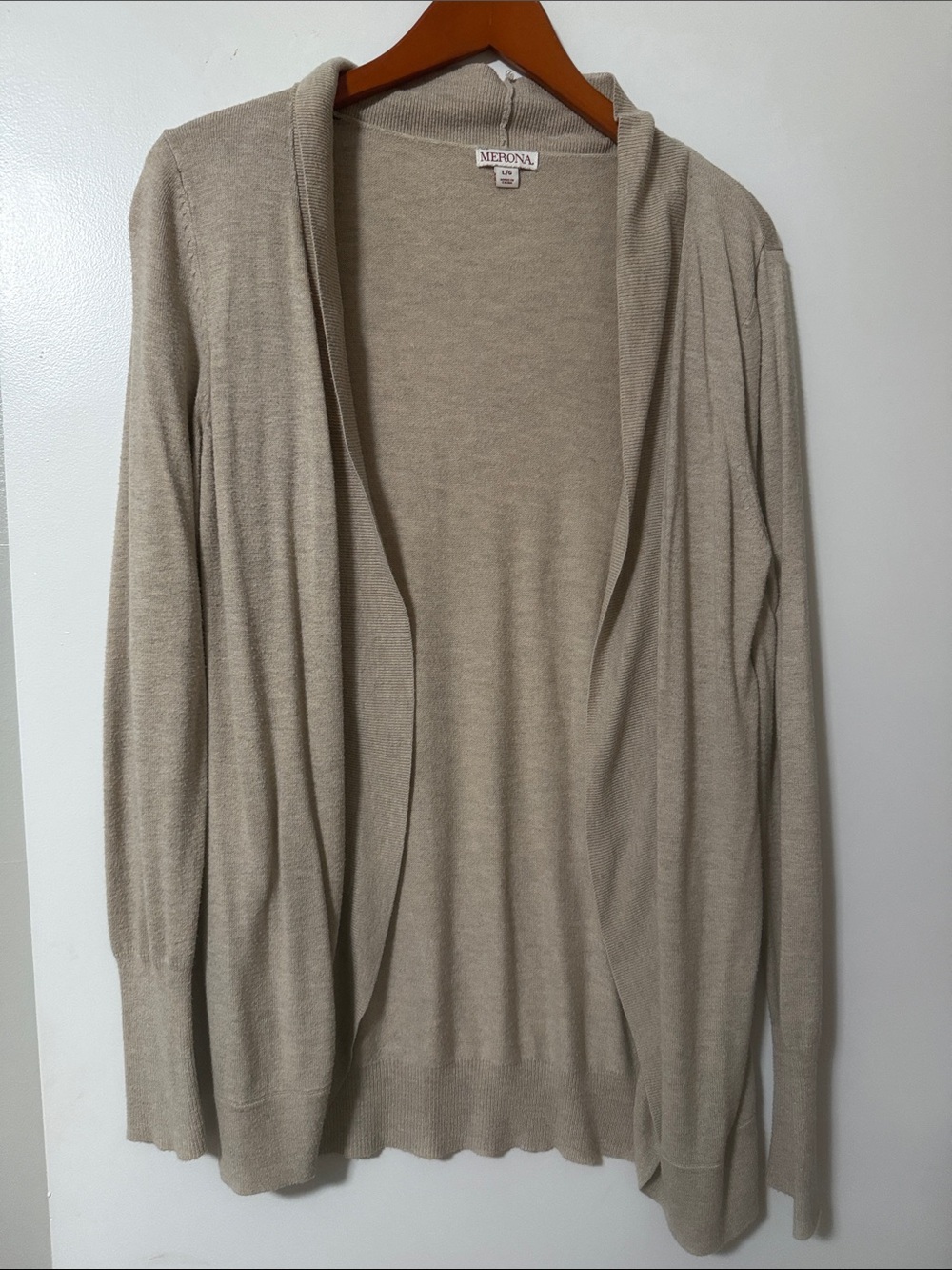 Merona Beige Open-Front Lightweight Women's Cardigan